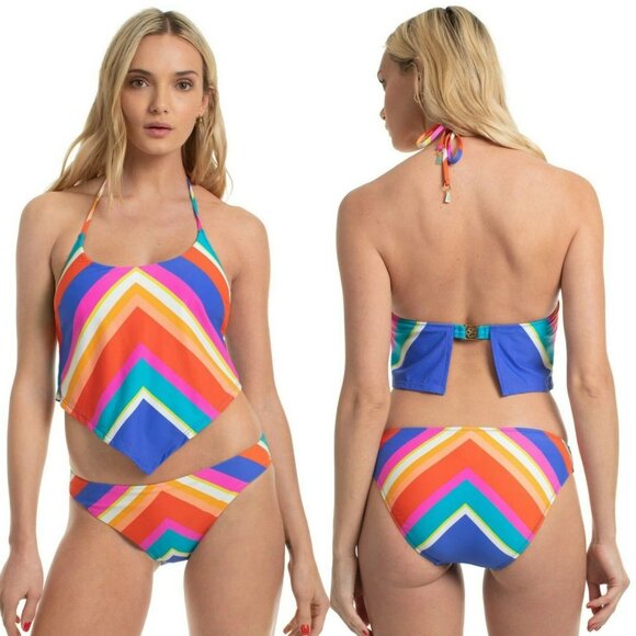 Trina Turk Sunset Chevron Handkerchief Tankini Top & Bottom Swimsuit Set size 12 - Picture 1 of 12